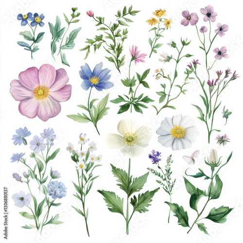 Dive into the beauty of nature with our Wild Floral Clipart set, featuring hand-painted watercolor wildflowers that bring the essence of spring to your projects.