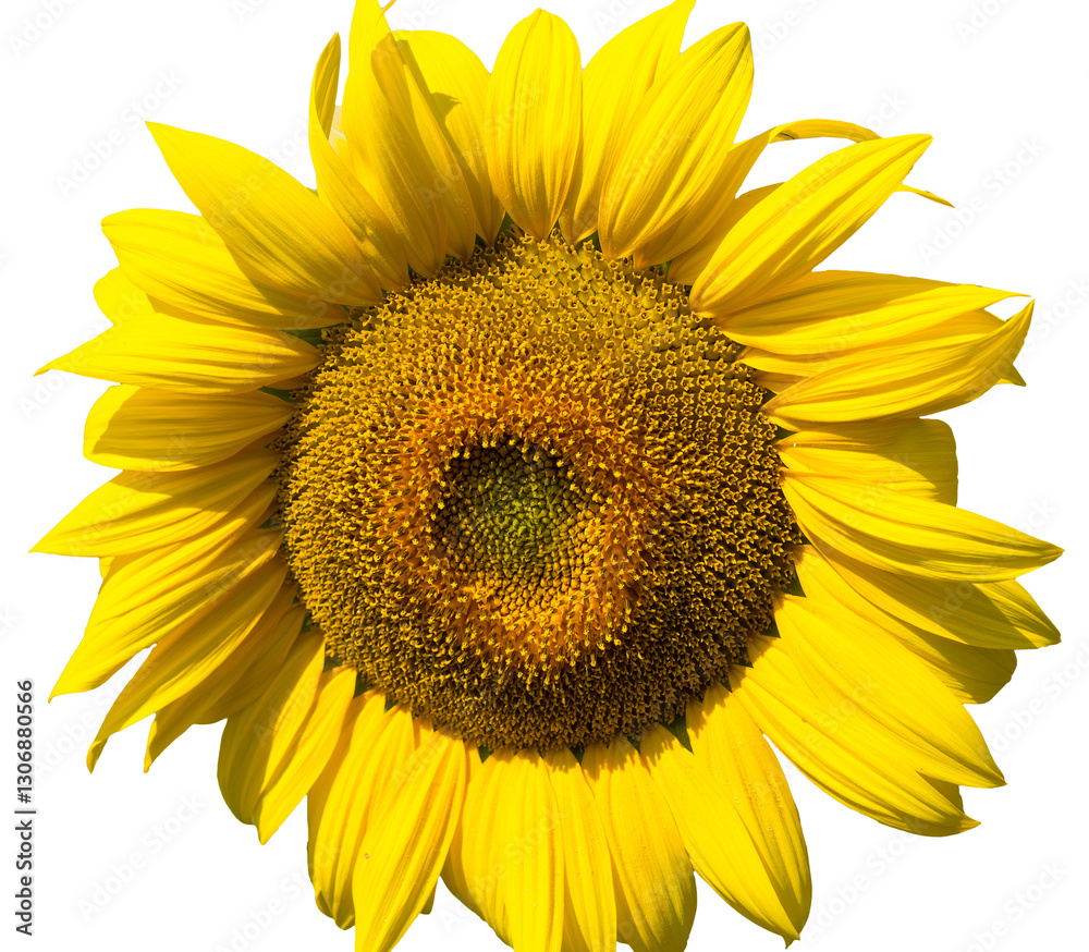 Fototapeta premium Bright golden sunflower field at sunset.