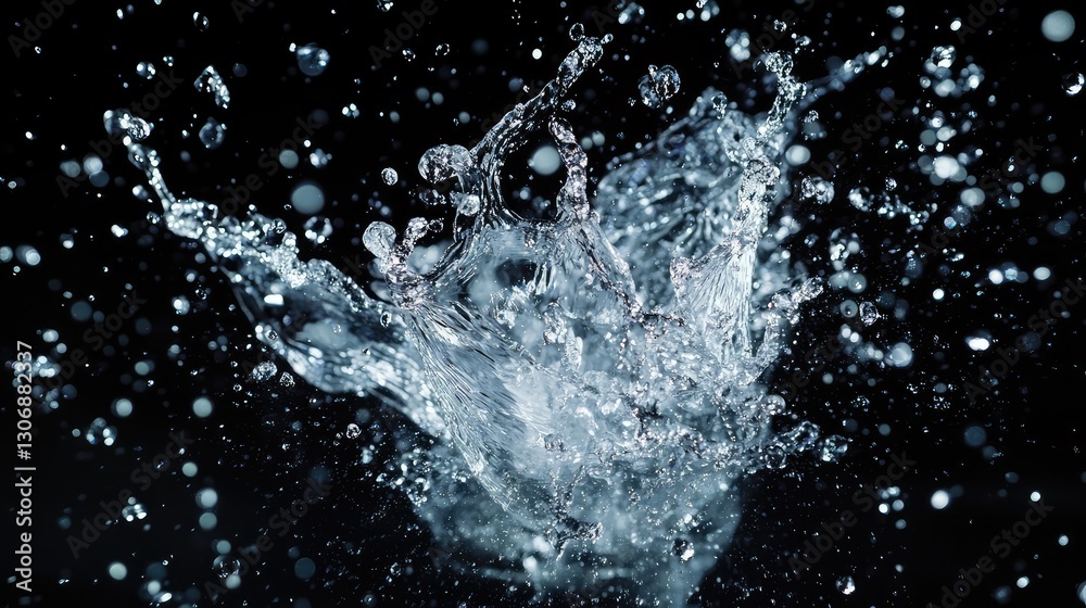 Water explosion effect, creating chaotic yet beautiful splashes frozen in time with crystal clarity, high-speed copy space. Water explosion effect, creating chaotic yet beautiful splashes frozen in time with crystal clarity, high-speed copy space.