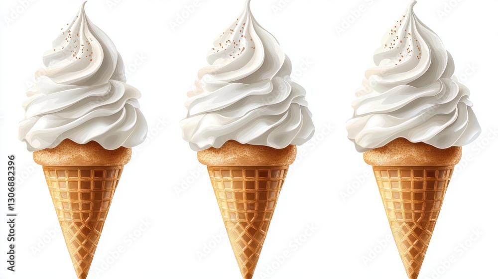 vanilla soft serve ice cream cone isolated,cartoon illustration style vanilla soft serve ice cream cone isolated,cartoon illustration style