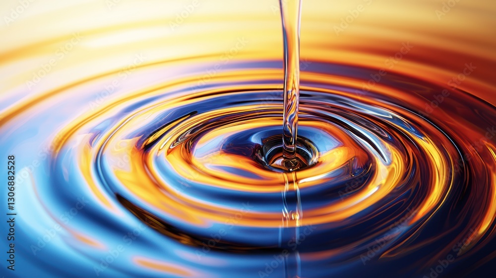 Liquid pouring, creating vibrant concentric ripples. Liquid pouring, creating vibrant concentric ripples.