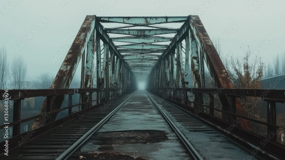 Foggy, Rusting Railroad Bridge Foggy, Rusting Railroad Bridge
