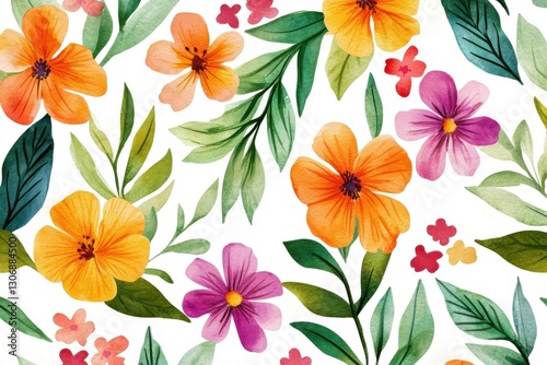 Wallpaper Mural Vibrant watercolor houseplant illustrations featuring blooming flowers, ideal for seasonal gardening projects and floral-themed designs in the spring and summer seasons Torontodigital.ca