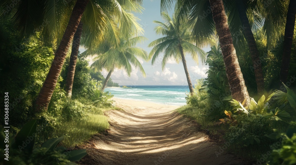 Tropical Paradise: Secluded Beach Path Tropical Paradise: Secluded Beach Path