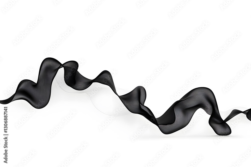 Abstract waving black fabric ribbon isolated on white background Abstract waving black fabric ribbon isolated on white background