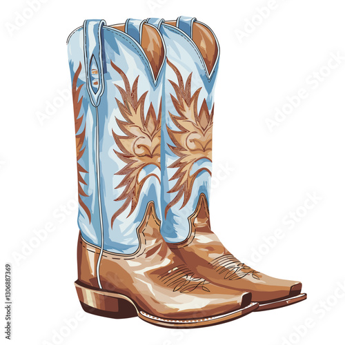 Western Cowboy Boots Watercolor Illustration