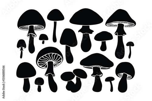 Mushroom Silhouettes Set