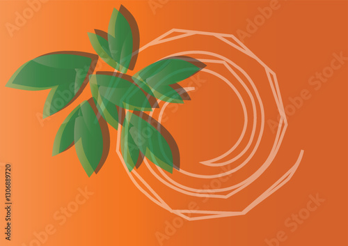 Gradient orange geometric leaf background illustration