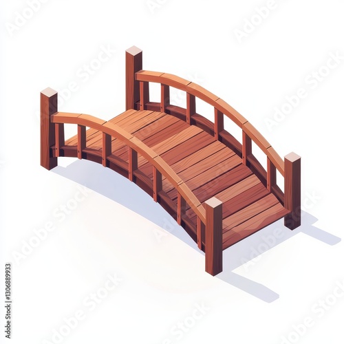 Wallpaper Mural Wooden Arch Bridge Rustic Garden Design Element Isometric View Pathway Crossing Torontodigital.ca