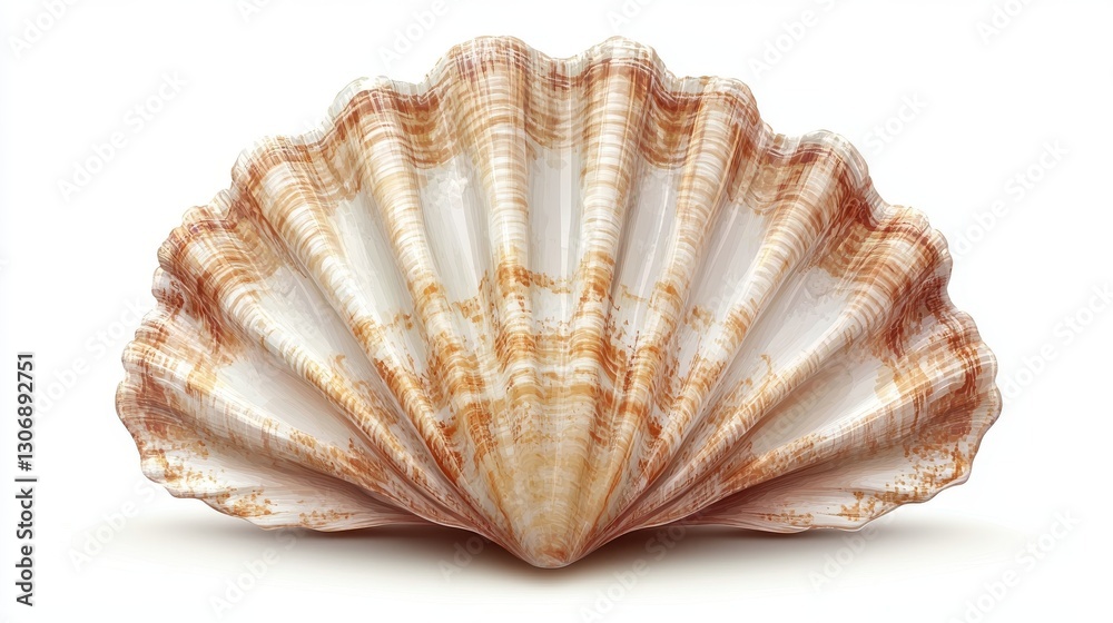 white scallop shell isolated,cartoon illustration style white scallop shell isolated,cartoon illustration style