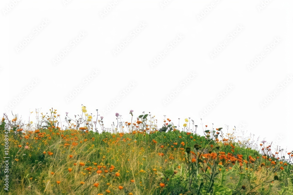 Fototapeta premium Vibrant wildflowers on grassy hill