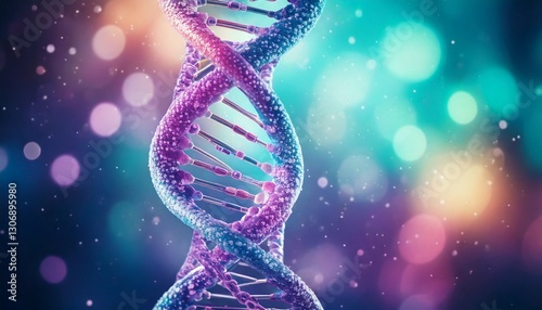 A scientific background image featuring a DNA double helix