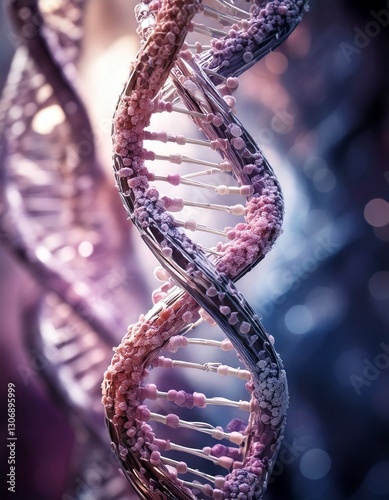 A scientific background image featuring a DNA double helix