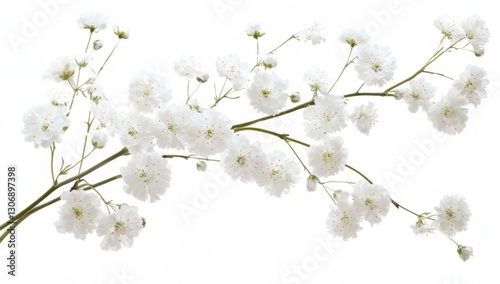 Delicate white flowers branches isolated