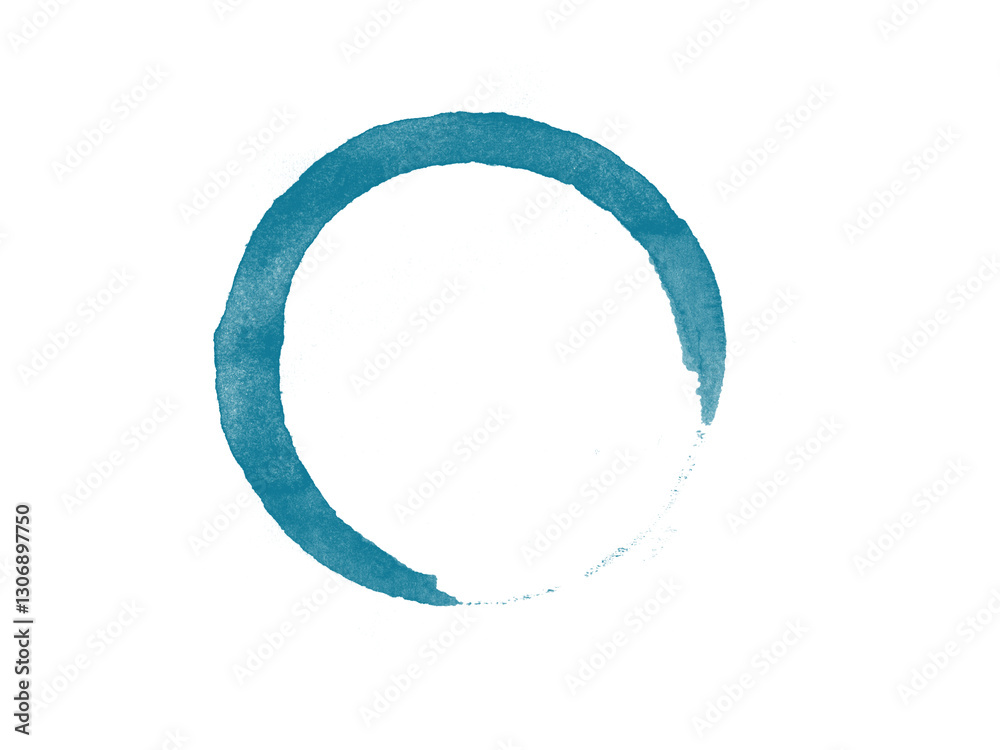 Blue watercolor ink circle with rough edges on a white background Blue watercolor ink circle with rough edges on a white background