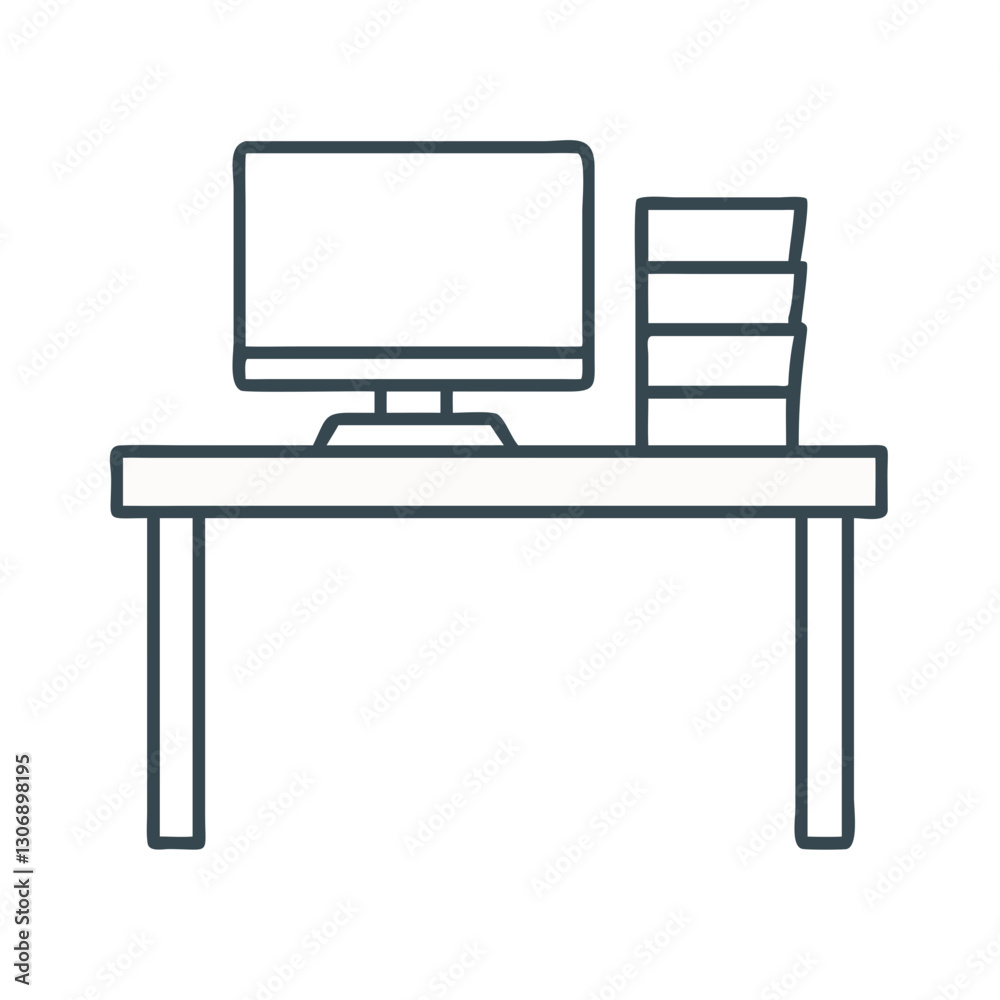 A professional office desk icon with a computer and documents, symbolizing corporate work, productivity, and professional office environments. Great for business and remote work concepts. A professional office desk icon with a computer and documents, symbolizing corporate work, productivity, and professional office environments. Great for business and remote work concepts.
