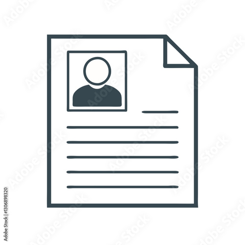An employee profile document icon symbolizing HR processes, hiring, and candidate selection. Perfect for job applications, resume designs, and human resources management themes.
