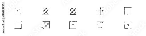 Square meter icon set. Measuring land area symbol. Vector illustration.