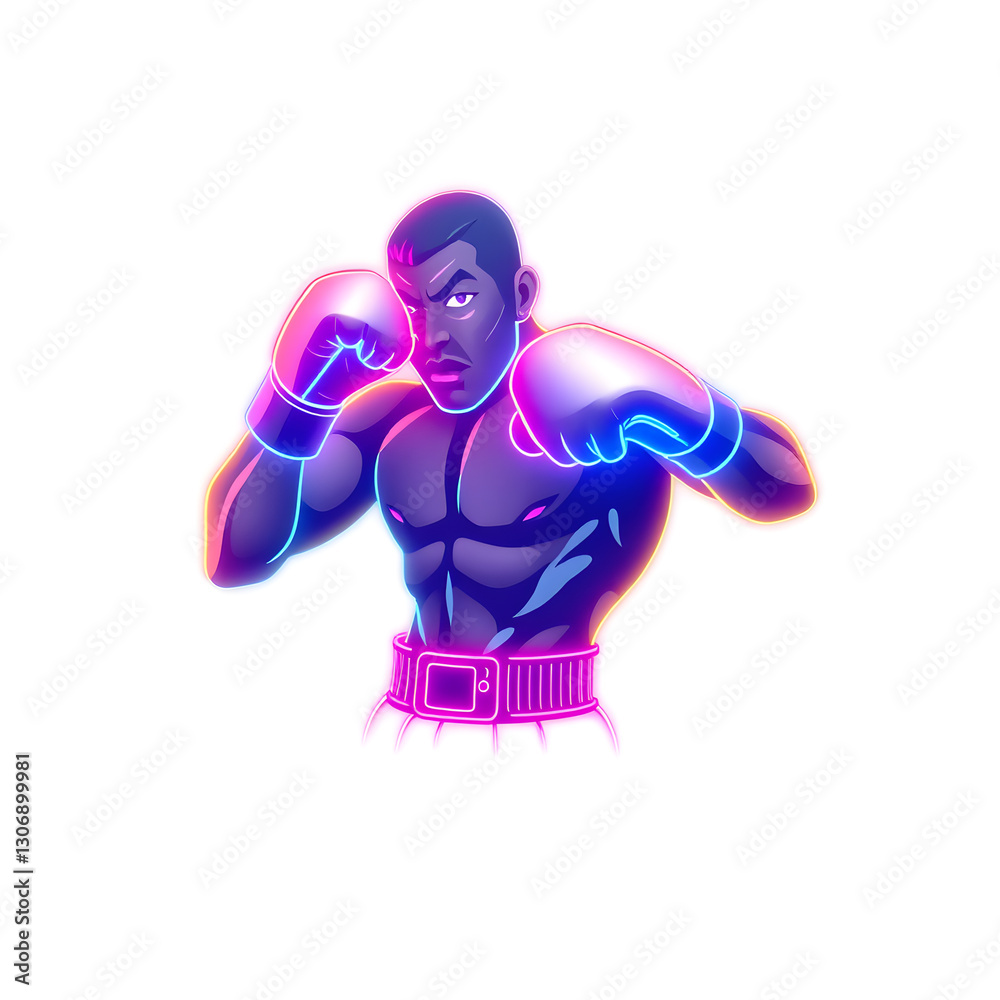 Boxer holographic 3D icon. neon symbol vector illustration isolated on white background. Generative AI Boxer holographic 3D icon. neon symbol vector illustration isolated on white background. Generative AI
