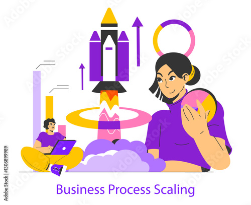 Business Process Scalling. Flat Vector Illustration