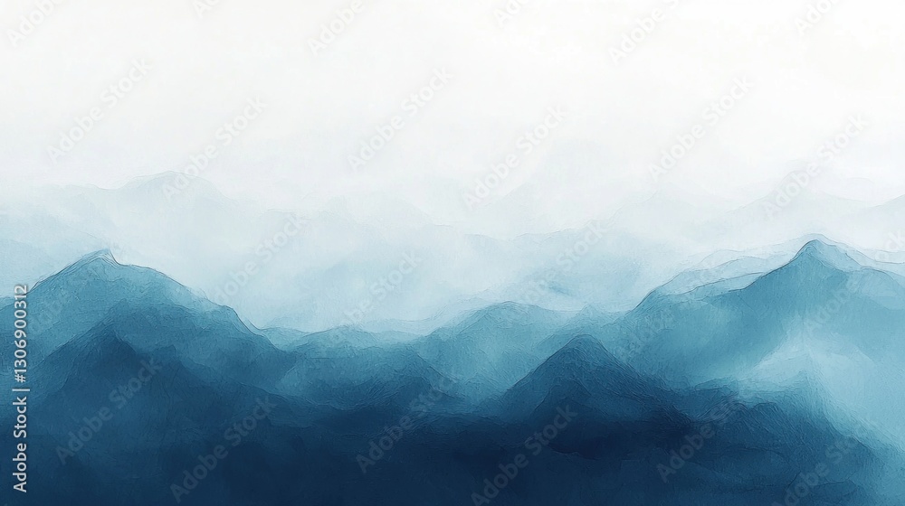 Beautiful abstract watercolor painting depicting a mountain range landscape scene