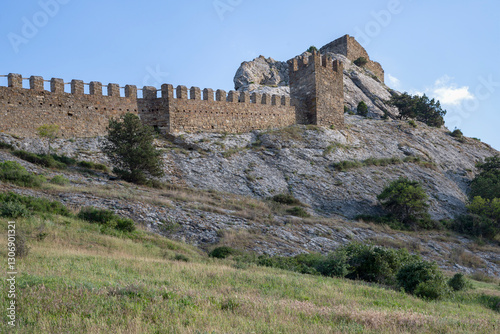 The Watch (Maiden) tower in an ancient fortress. Sudak, Crimea