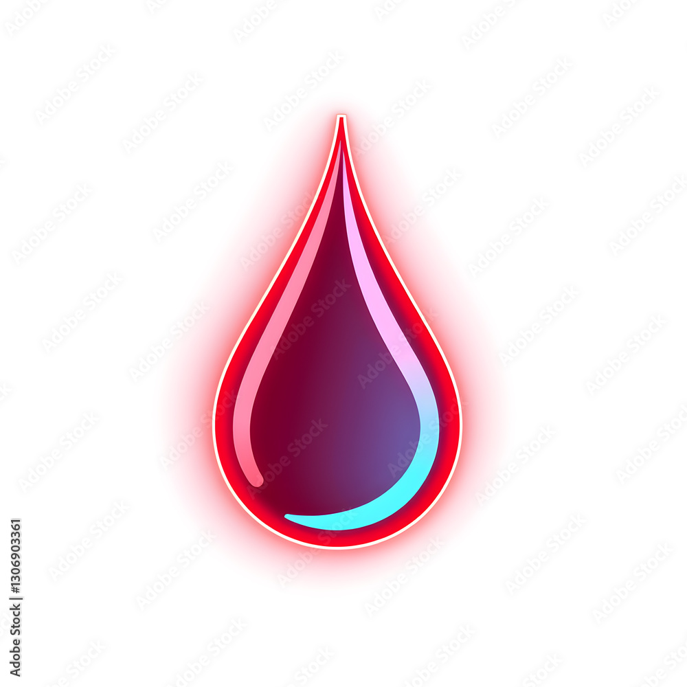 Fototapeta premium blood drop symbol holographic 3D icon. neon symbol vector illustration isolated on white background. Generative AI