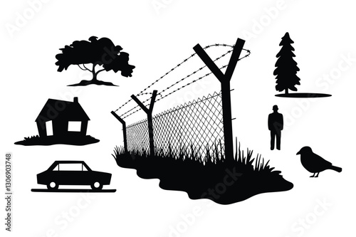 Silhouette Border Fence