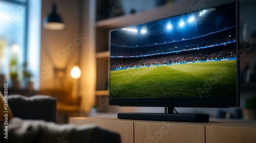 Evening Football Game on a Modern Smart TV