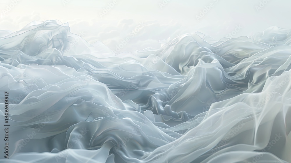 Obraz premium Ethereal Silkscape, A Textured Dream of Translucent Fluidity and Grace