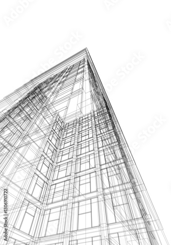 Urban Wireframe – Modern Architectural Perspective