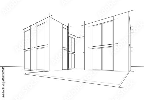 Modern Architectural Sketch – Abstract Residential Design