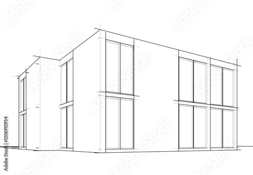 Modern Architectural Sketch – Abstract Residential Design