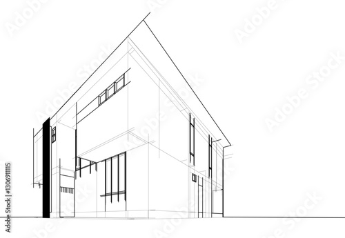 Modern Architectural Sketch – Abstract Residential Design