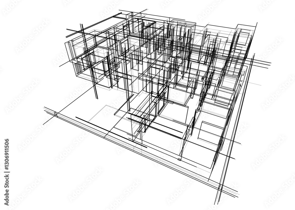 Modern Architectural Sketch – Abstract Residential Design Modern Architectural Sketch – Abstract Residential Design