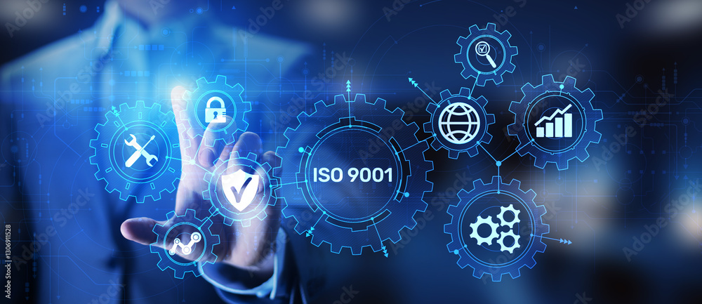 ISO 9001 Standards quality control business technology concept on virtual screen. ISO 9001 Standards quality control business technology concept on virtual screen.