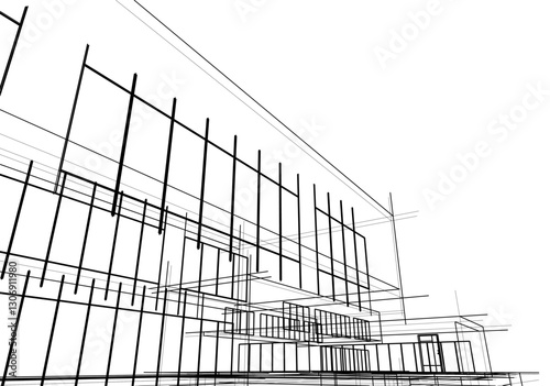 Modern Architectural Sketch – Abstract Residential Design