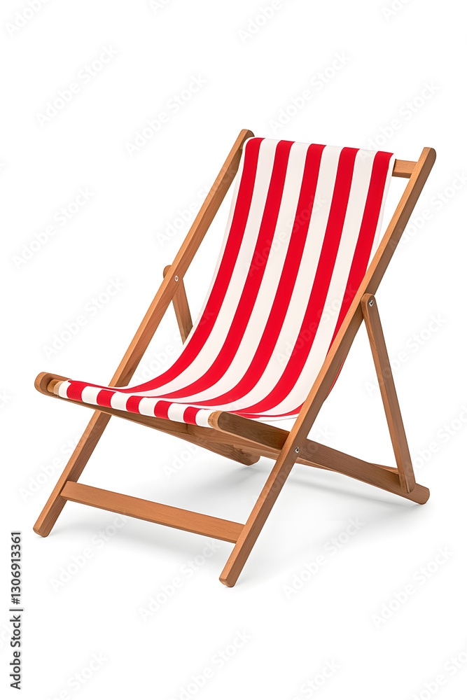 Red and white striped beach chair isolated on white Red and white striped beach chair isolated on white