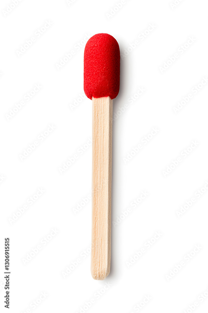 Red Matchstick on Wooden Stick isolated on white background Red Matchstick on Wooden Stick isolated on white background