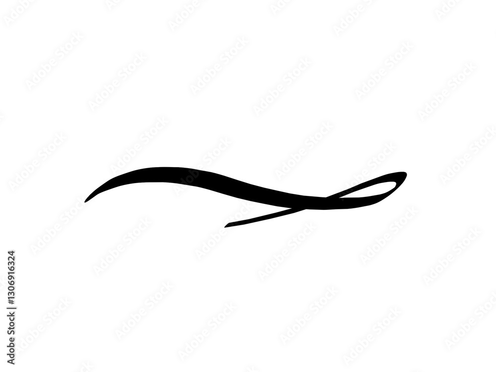 Black ink brush stroke with sharp and smooth edges on white background Black ink brush stroke with sharp and smooth edges on white background