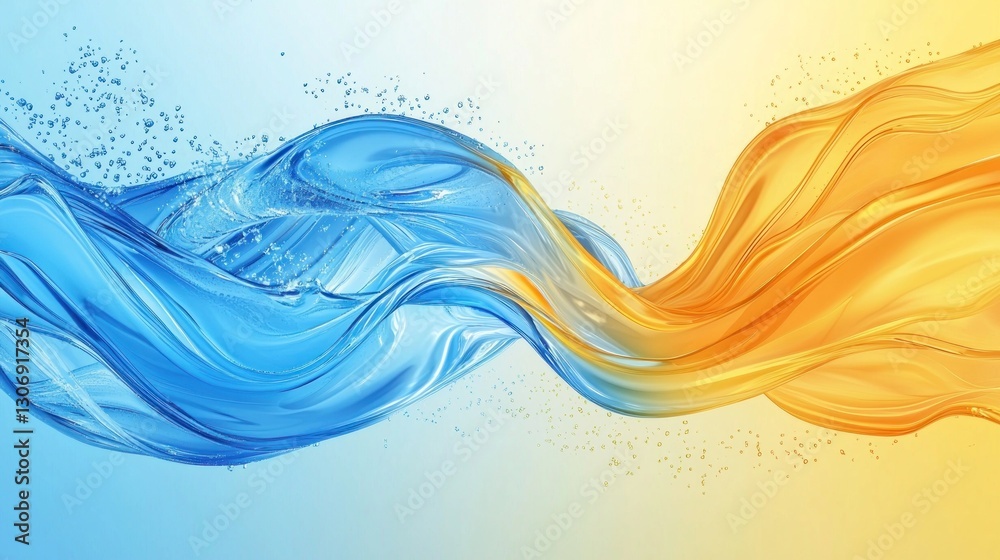 Abstract representation of water and fire blending with each other