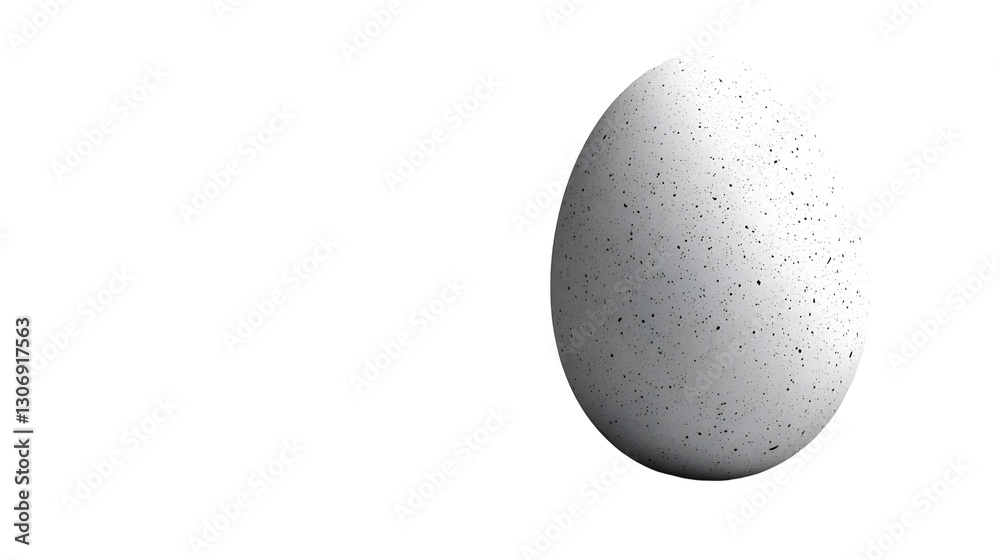 White Egg Rotates Slowly, Isolated on White Background