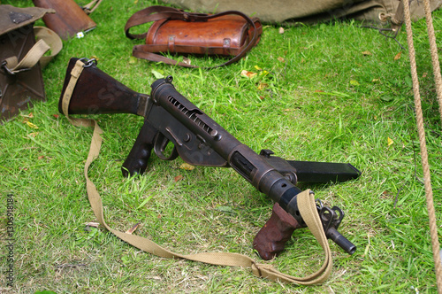 A replica of a second world war British machine gun.