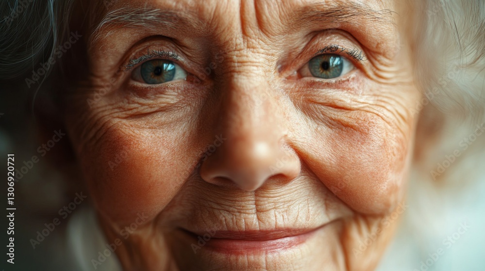 Warm smile of elderly woman with bright eyes Warm smile of elderly woman with bright eyes