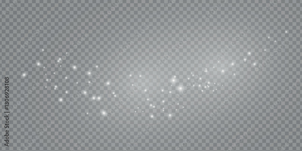 Glowing light effect with many glitter particles isolated on transparent background. Vector starry cloud with dust. Magic christmas decoration
