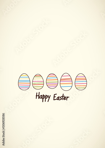 Happy Easter Background, Greeting Card with Eggs, Vector illustration, Hand Drawn Style, Pastel Colors