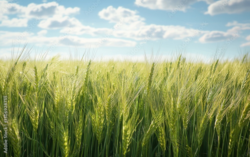 Spring Wheat Field Swaying In The Gentle Wind Spring Wheat Field Swaying In The Gentle Wind