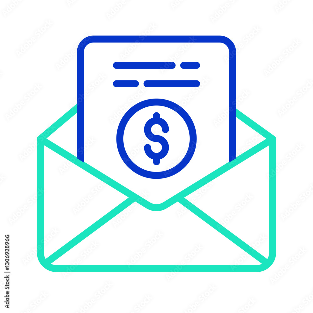 email Receipt outline dual color icon