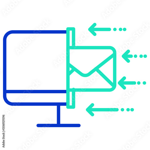 Receive mail outline dual color icon