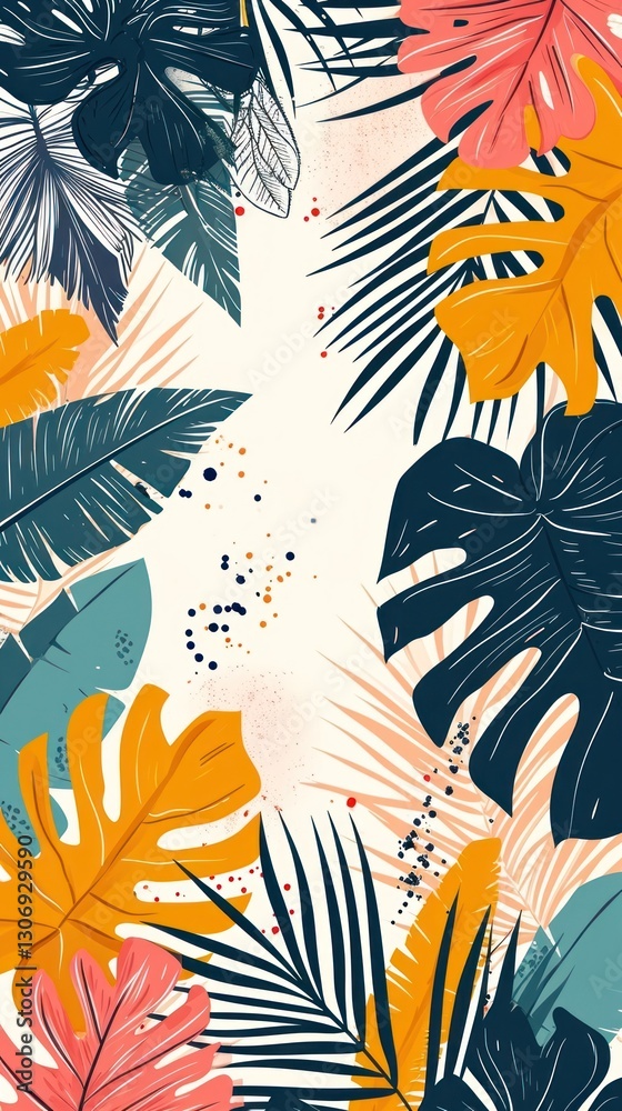 Fototapeta premium Tropical leaf art backgrounds.